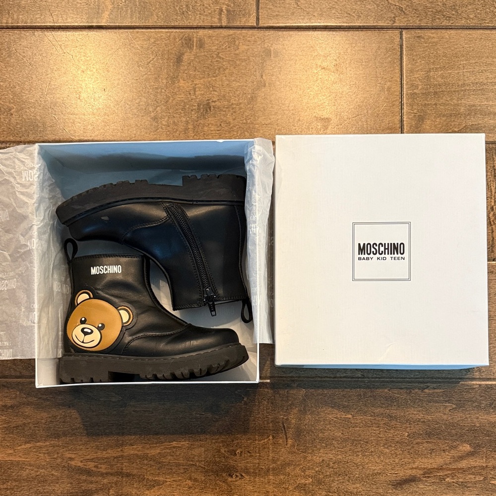 Moschino Black Boots with Bear Motif